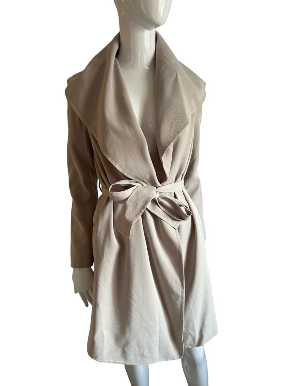 Club Monaco Taupe Shawl Collar Tie Waist Soft Trench Coat XS - Picture 2 of 8